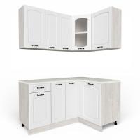 Кухонный гарнитур угловой Равенна Сосна лофт / Дуб светлый (столеш Луанда+сушка+планка) 1,5м