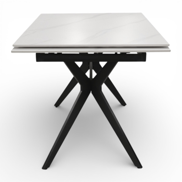 Стол  DTM 0412 CS, 120+30+30*80*76,Керамика цвет мрамор белый Y15, ножки черные