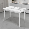 Стол Бриз-2 1100(390)*740 Пластик, 005 Венато (Мрамор белый), подстолье дерево,эмаль белая