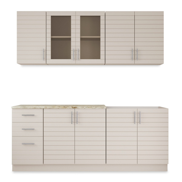 Кухонный гарнитур Комплект №9 Кашемир/Кашемир (столеш Версаль+Сушка+Планка) 2,0м 