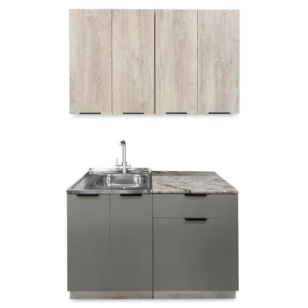 Кухня ДЖАЗ  Дуб Эндгрейн/ЭвоГлосс Тёмно Серый +сушка+планка