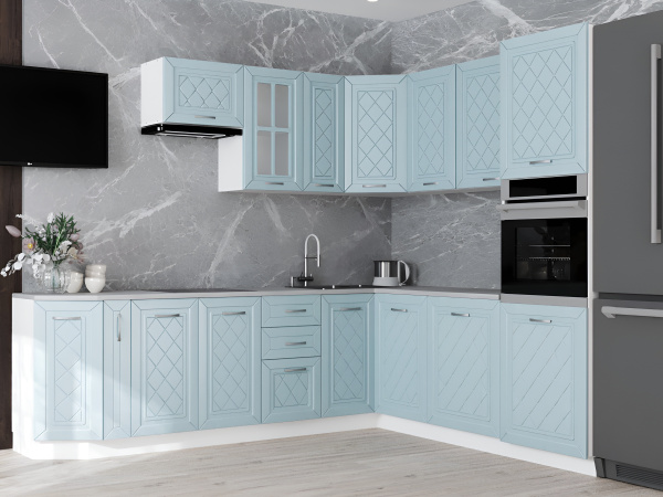 Фасад РОМБ голубой под духовку 114 * 600